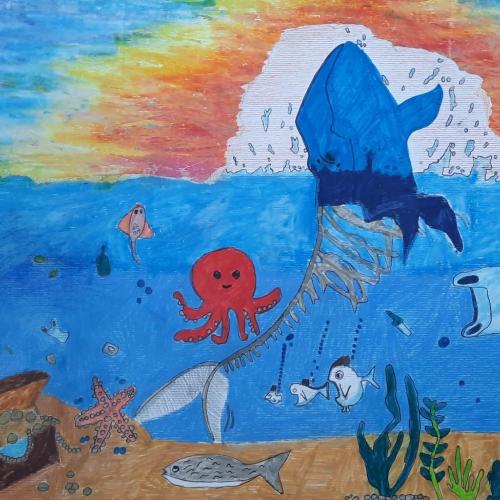 Zeichenwettbewerb Bild Unterwasser Müll im Meer