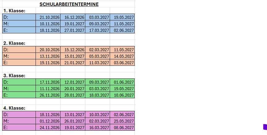 Schularbeitentermine für das Schuljahr 2026_2027